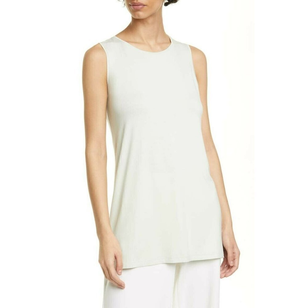 Eileen Fisher Crewneck Long Tank Top Size Medium Light Mint Green NWOT